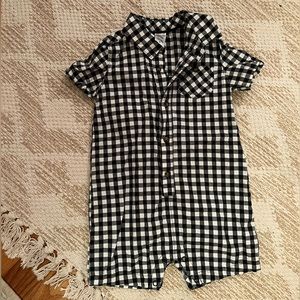 Carters 100% cotton black and white checkered gingham romper 24 months